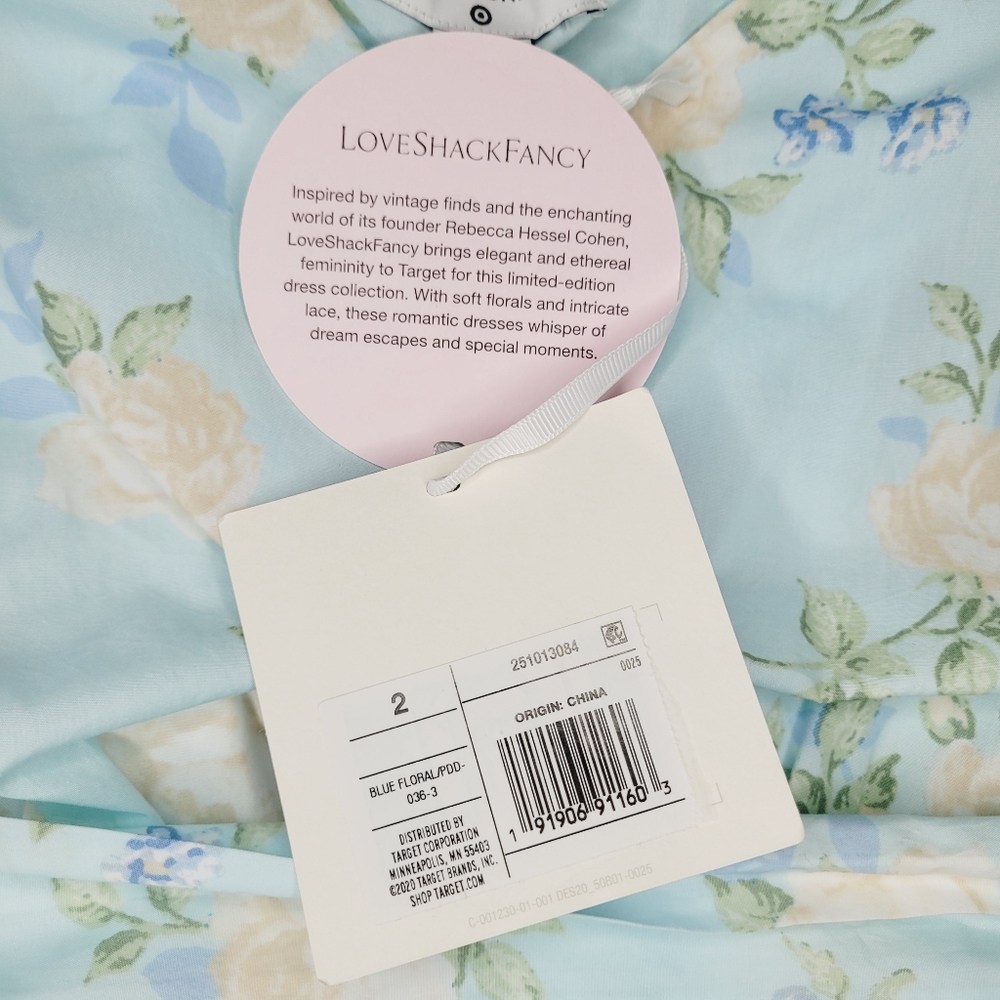Loveshack Fancy x Target NWT Blue Floral Estelle Dress Maxi Size 2 - Picture 10 of 15
